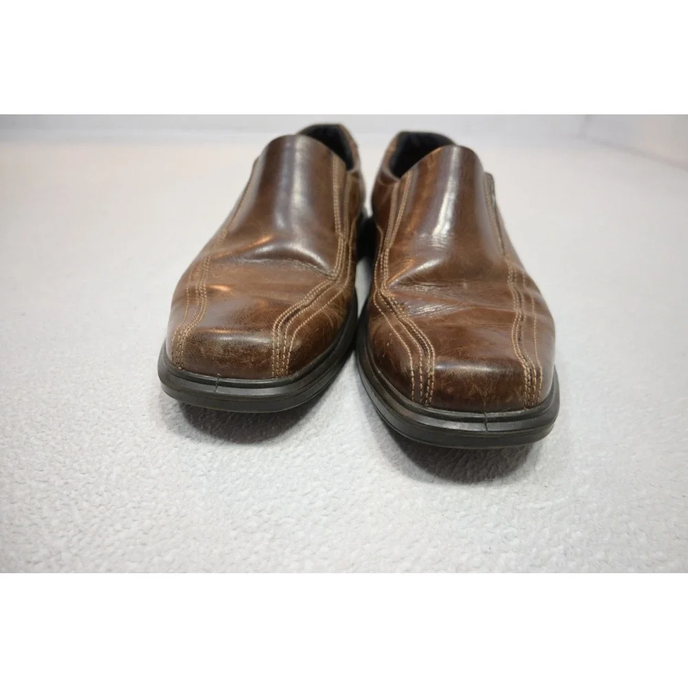 ECCO Leather Slip On Loafers Mens 45 Brown Good Bicycle‎ Toe Dress Shoes